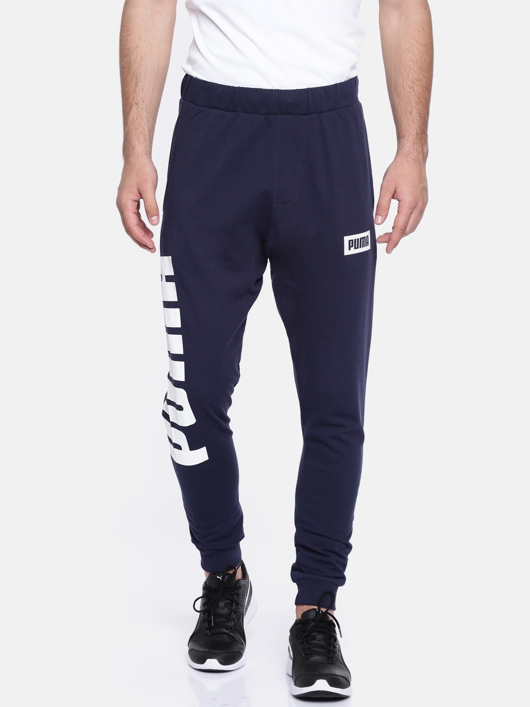 Buy Puma Men Navy Rebel Sweat Straight Fit Joggers - Track Pants for ...