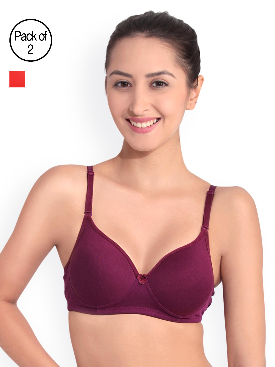 Buy Floret Women Pack Of 2 Bras T3010_Red Wine_40B Bra for Women