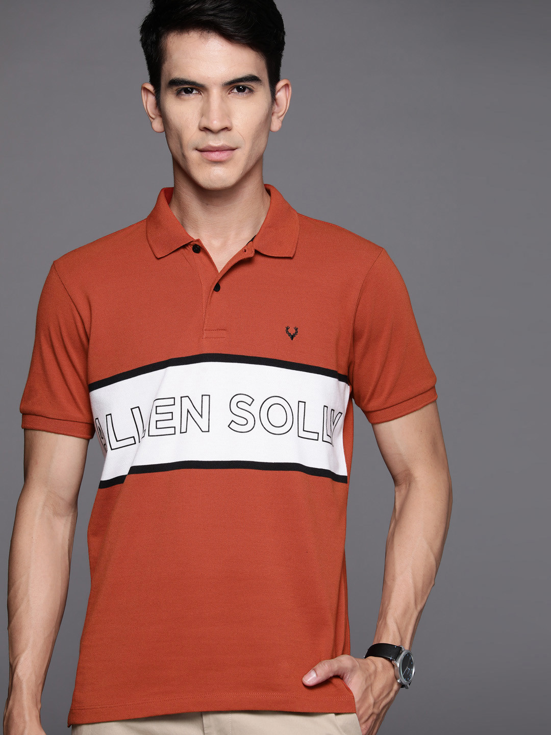 Buy Allen Solly Men Brand Logo Striped Slim Fit T Shirt Tshirts for