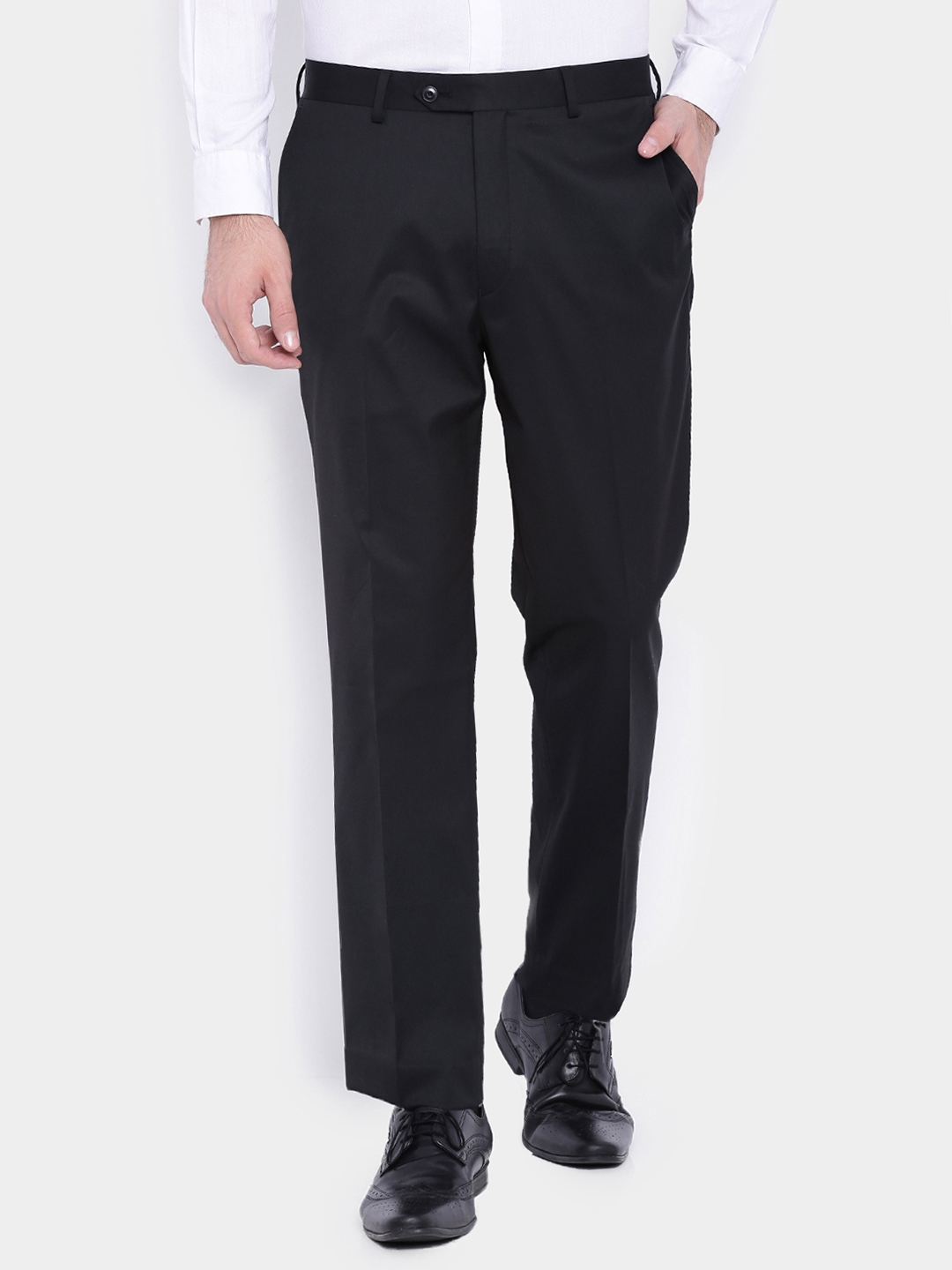 Buy SUITLTD Men Black Slim Fit Solid Formal Trousers - Trousers for Men ...
