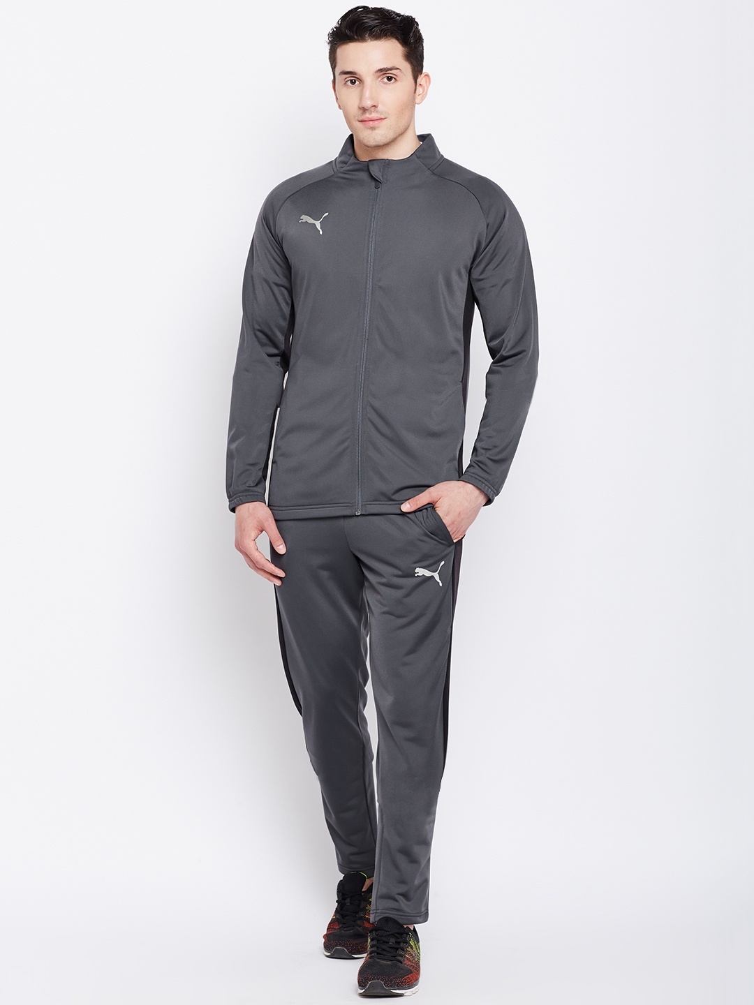 grey and white puma tracksuit