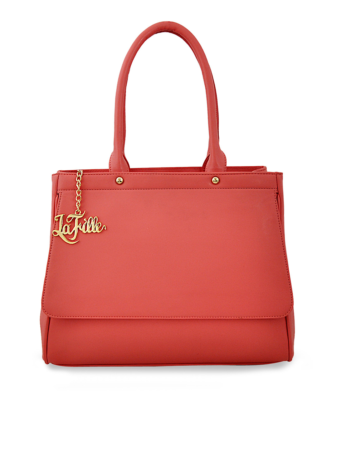 Buy LaFille Peach Coloured Solid Handheld Bag Handbags for Women