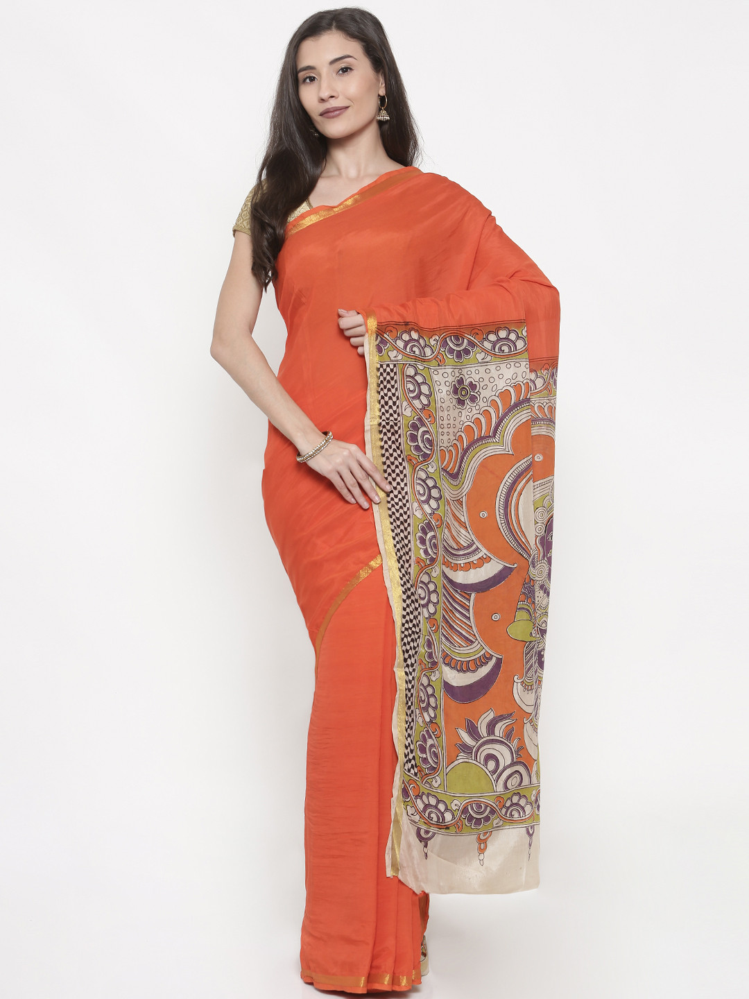 Buy The Chennai Silks Red Solid Pure Cotton Handloom Saree Sarees for