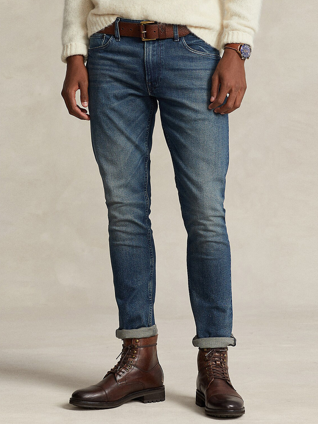 Buy Polo Ralph Lauren Men Mid Rise Tapered Fit Clean Look Light Fade