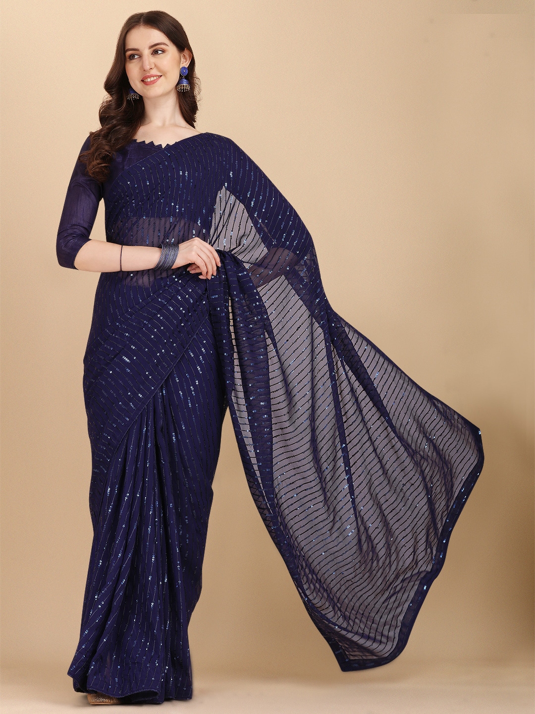 Buy Kalini Embellished Sequinned Pure Georgette Saree Sarees For
