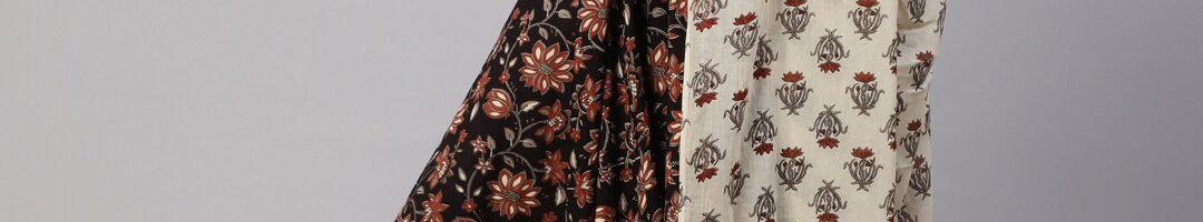 Buy Mizaz Floral Printed Pure Cotton Anarkali Kurta With Trousers ...