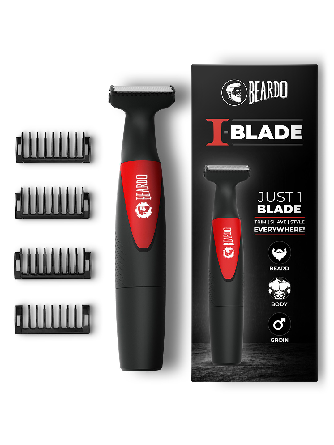 Buy BEARDO Men One Blade Body Trimmer Black & Red Body Groomer for