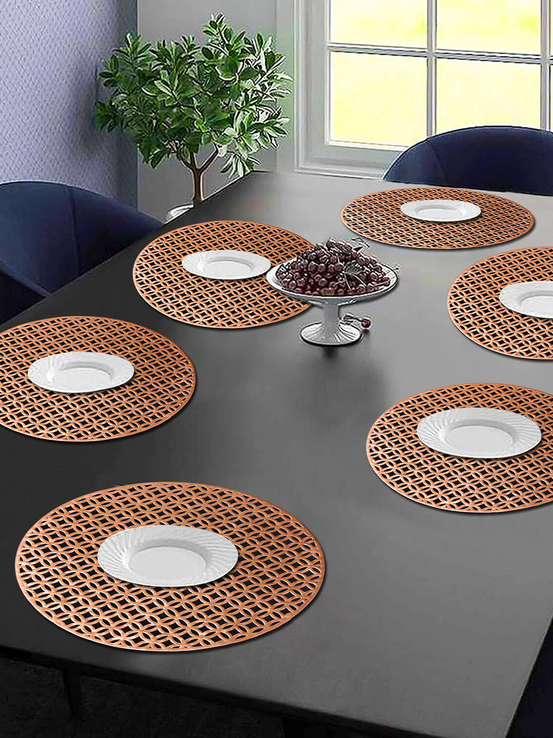Buy Dakshya Industries Copper Toned 6 Pieces Floral Round Table