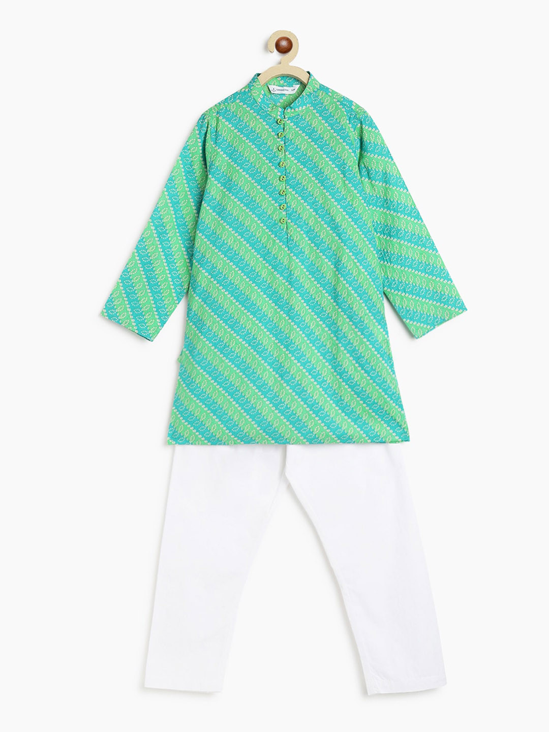 Campana Boys Mehul Kurta Pyjama Set - Chanderi Khari Print - Navy & Gold