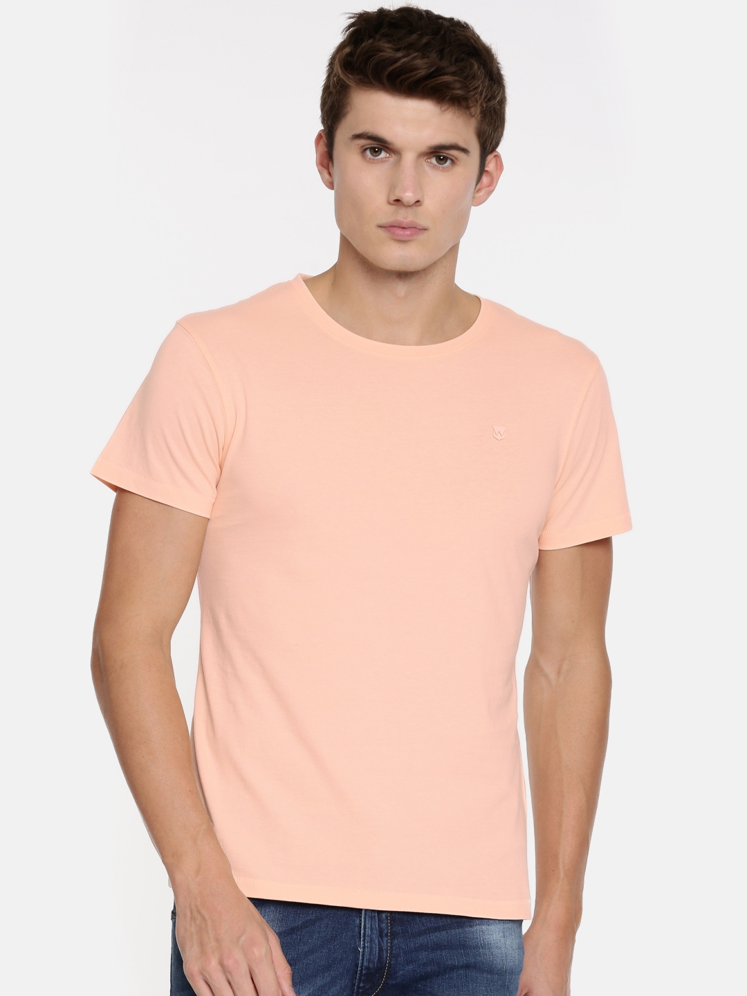peach color tshirt for men