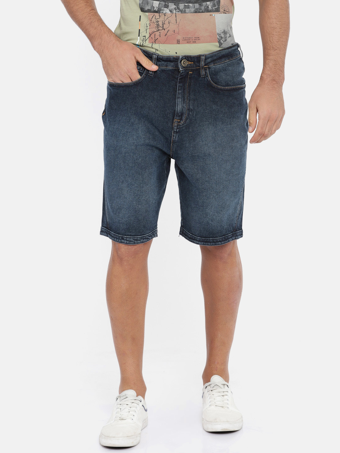Buy Wrangler Men Blue Washed Slim Fit Denim Shorts Shorts for Men