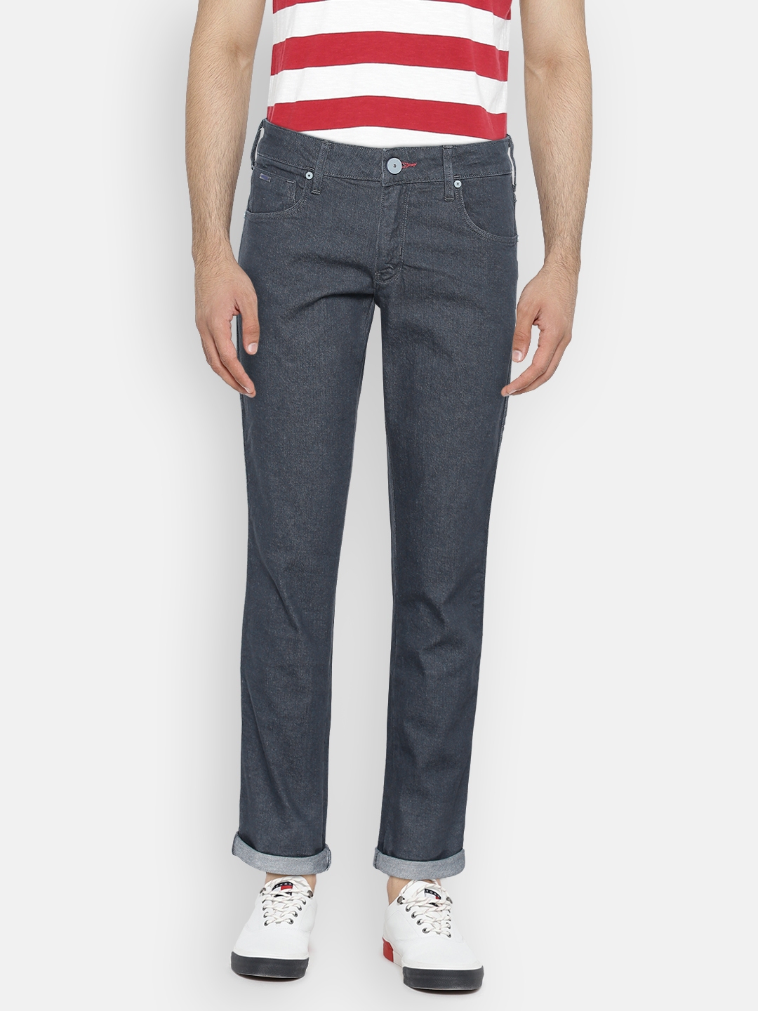 Buy Wrangler Men Grey Regular Fit Low Rise Clean Look Stretchable Jeans ...
