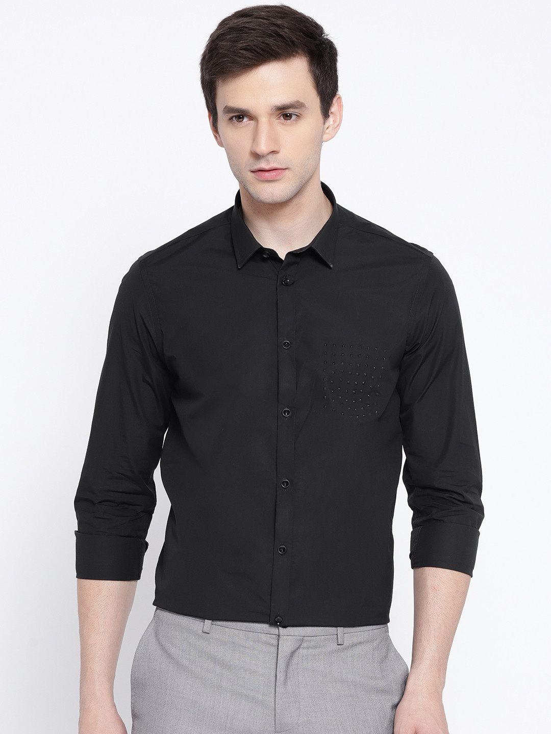 Buy Blackberrys Men Black Solid Slim Fit Party Shirt Shirts for Men