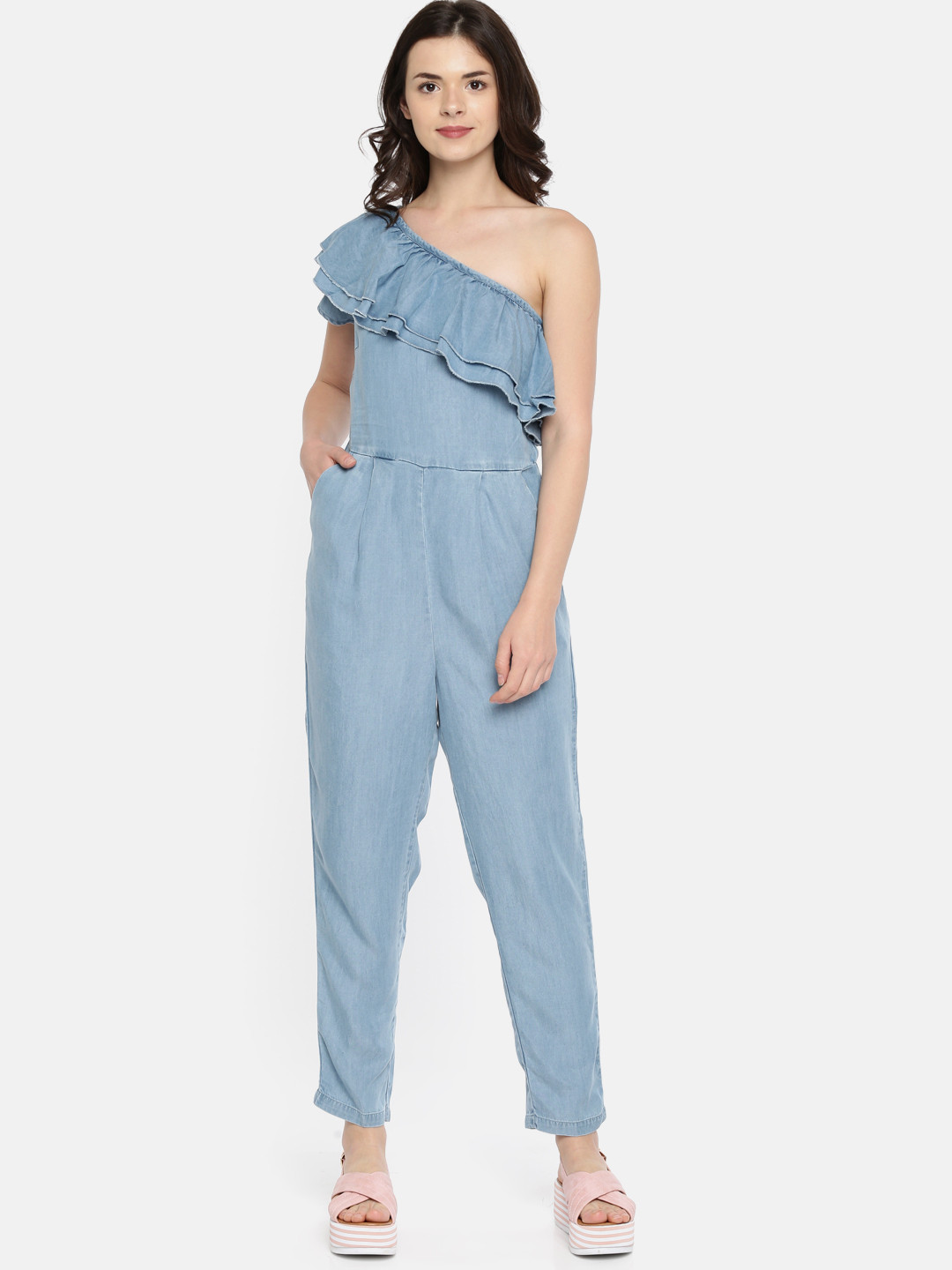 Buy ONLY Blue Solid Basic Jumpsuit Jumpsuit for Women 2491915 Myntra