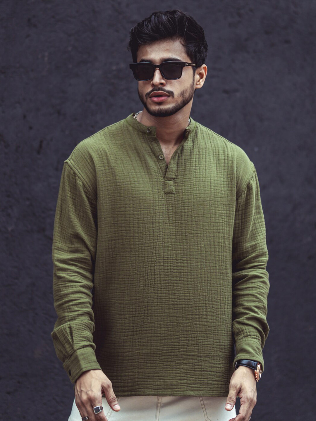 Buy Powerlook India Slim Self Design Drop Shoulder Sleeves Oversized ...
