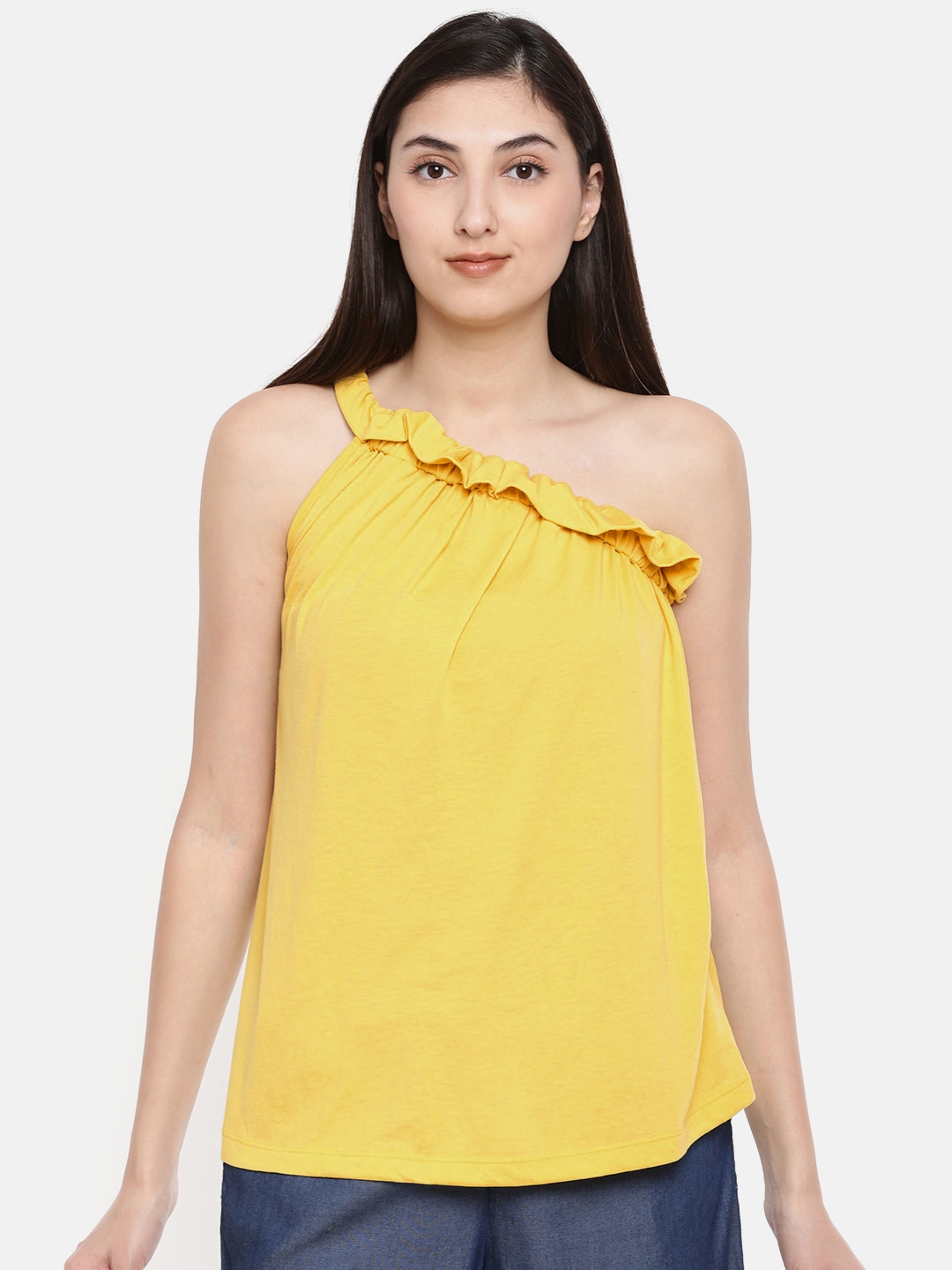 Buy Vero Moda Women Yellow Solid Top - Tops for Women 2492490 | Myntra