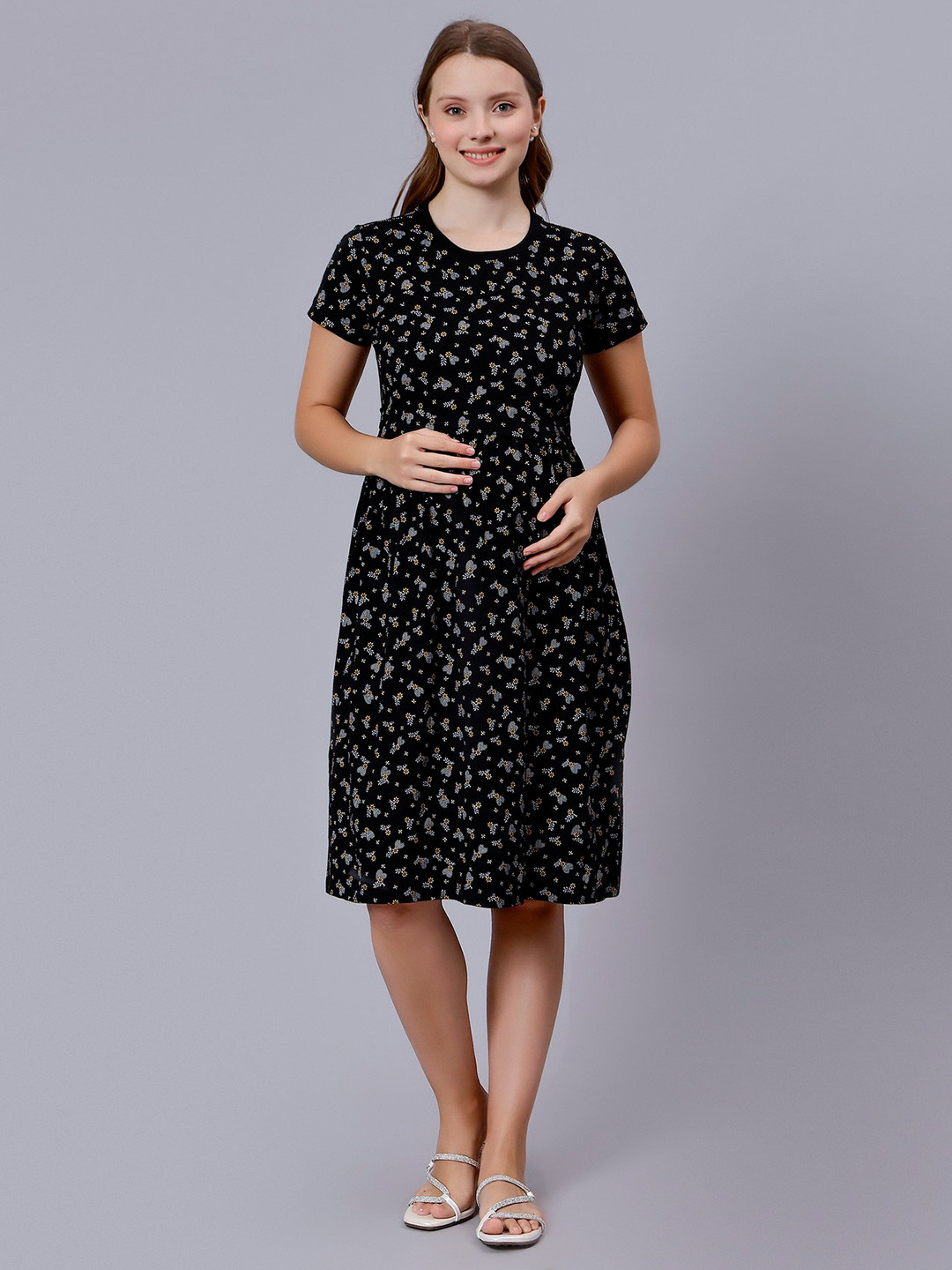 Buy True Shape Floral Printed Cotton Maternity Sheath Dresses Dresses