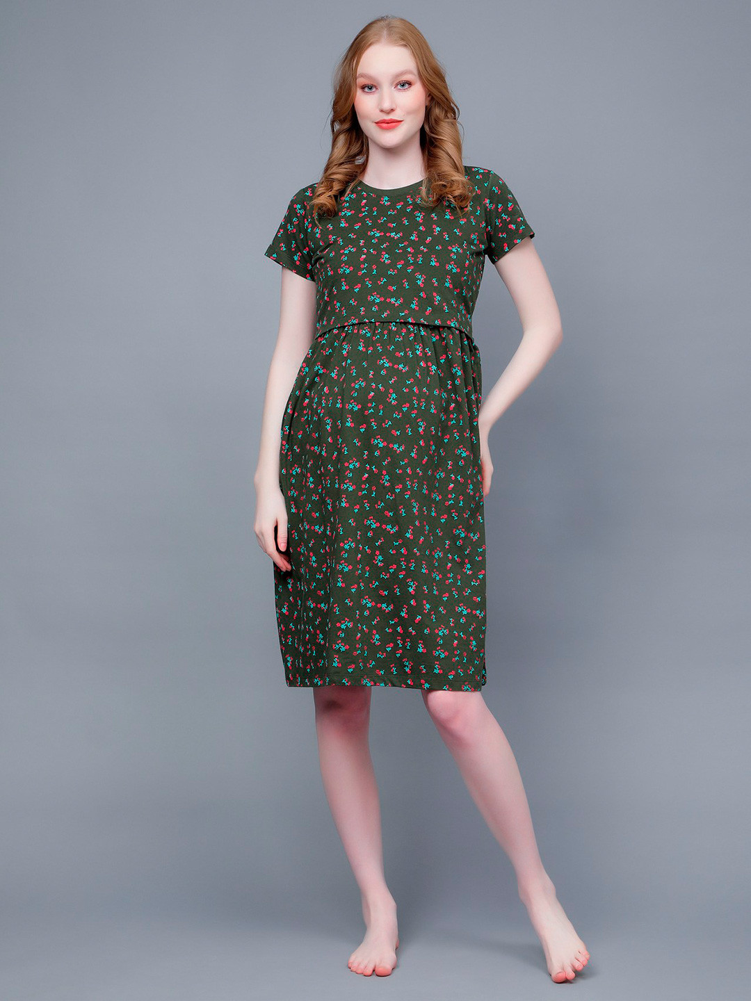 Buy True Shape Floral Printed Cotton Maternity Sheath Dresses Dresses