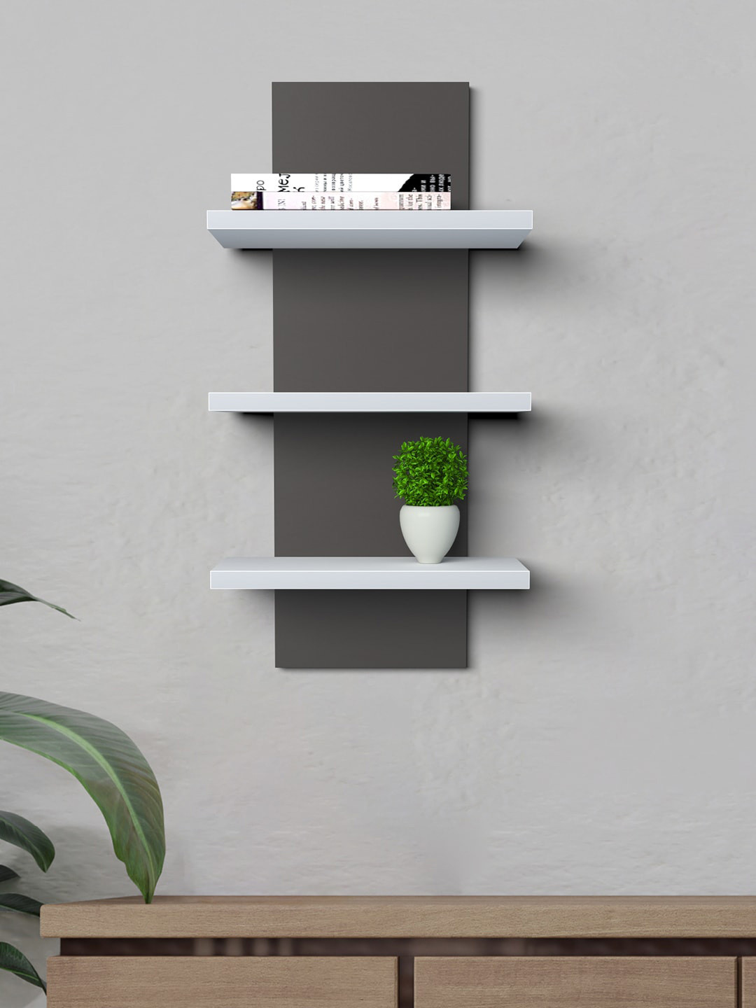 Buy RANDOM Grey & White Wood 3 Tier Wall Shelf Wall Shelves for