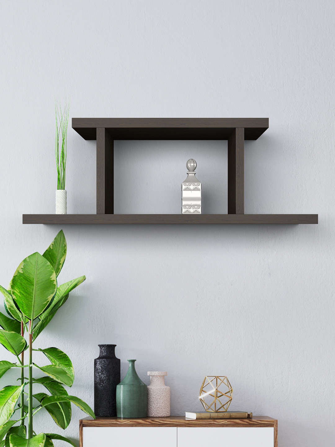 Buy RANDOM Brown Wood 2 Tier Wall Shelf Wall Shelves for Unisex