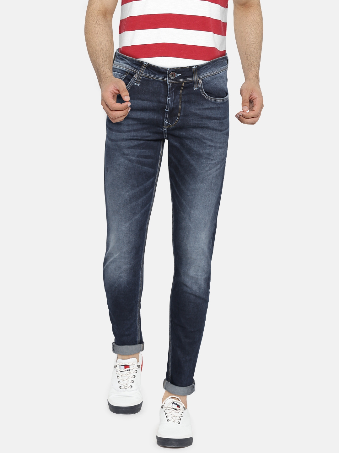 blue skinny jeans men