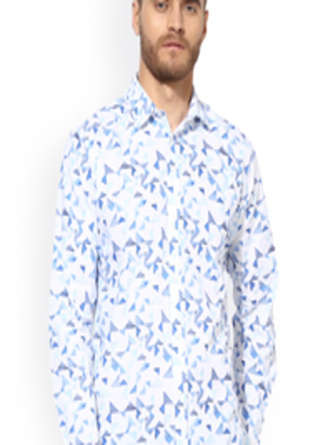 Buy Red Tape Men Blue & White Comfort Regular Fit Printed Casual Shirt ...