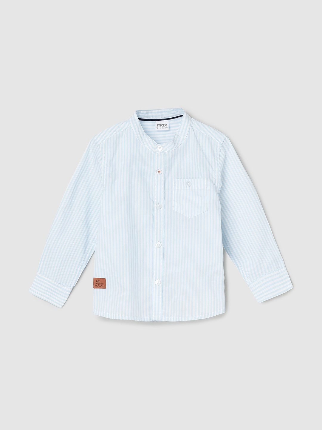 Buy Max Boys Band Collar Vertical Striped Chest Pocket Pure Cotton