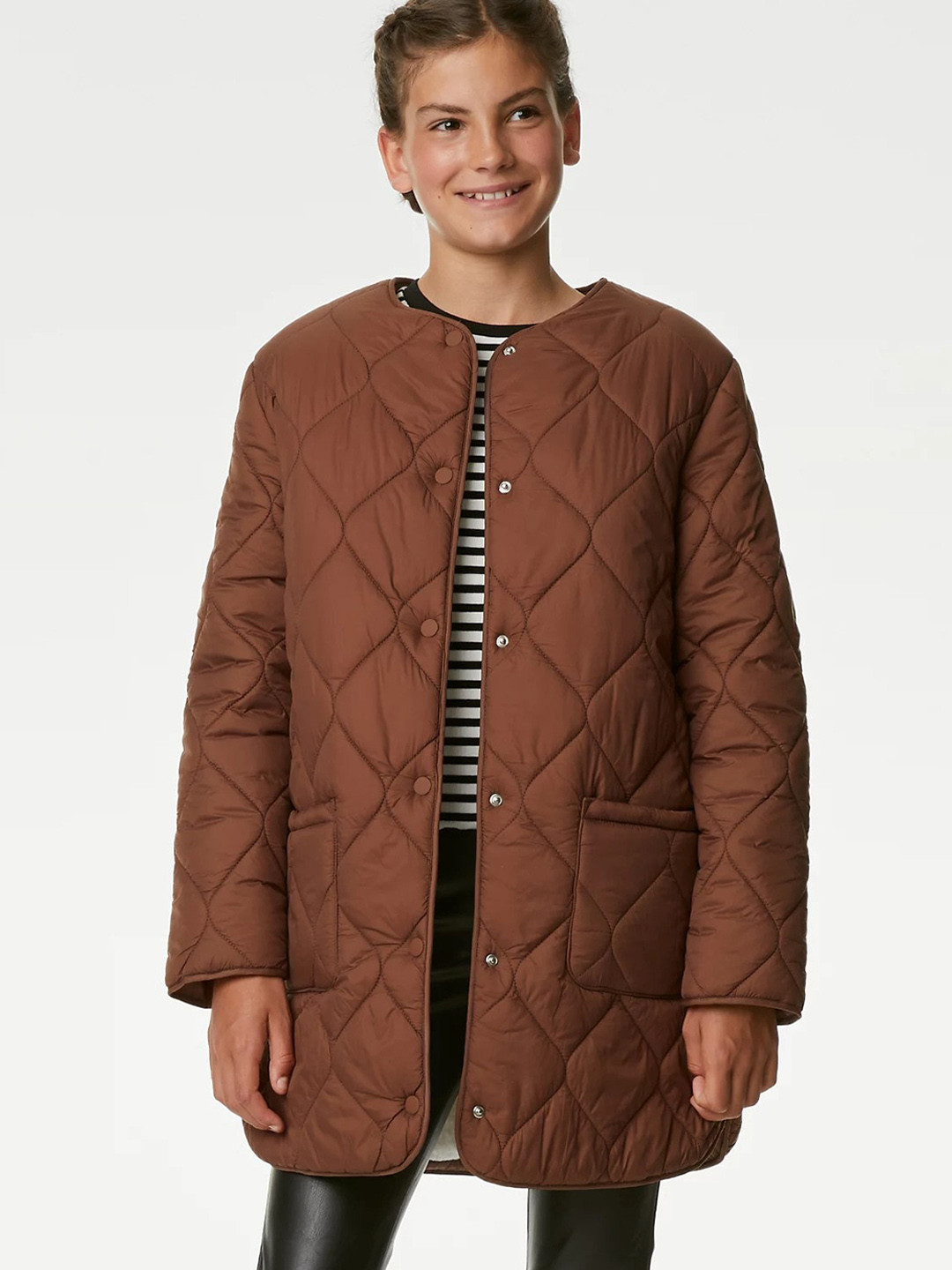 Buy Marks & Spencer Girls Lightweight Collarless Quilted Jacket