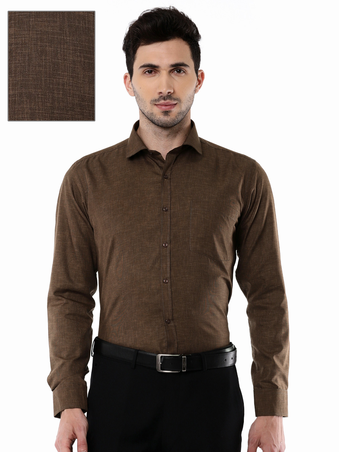 Buy RG DESIGNERS Men Brown Slim Fit Solid Formal Shirt - Shirts for Men ...