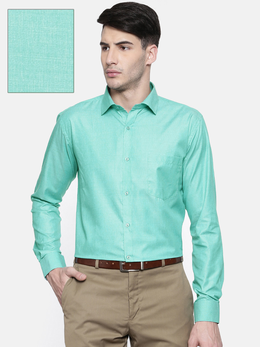 Buy RG DESIGNERS Men Sea Green Slim Fit Solid Formal Shirt Shirts for
