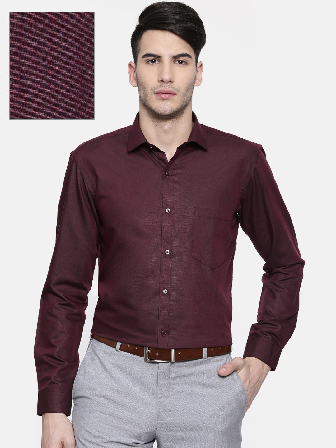 Buy RG DESIGNERS Men Burgundy Slim Fit Solid Formal Shirt - Shirts for ...
