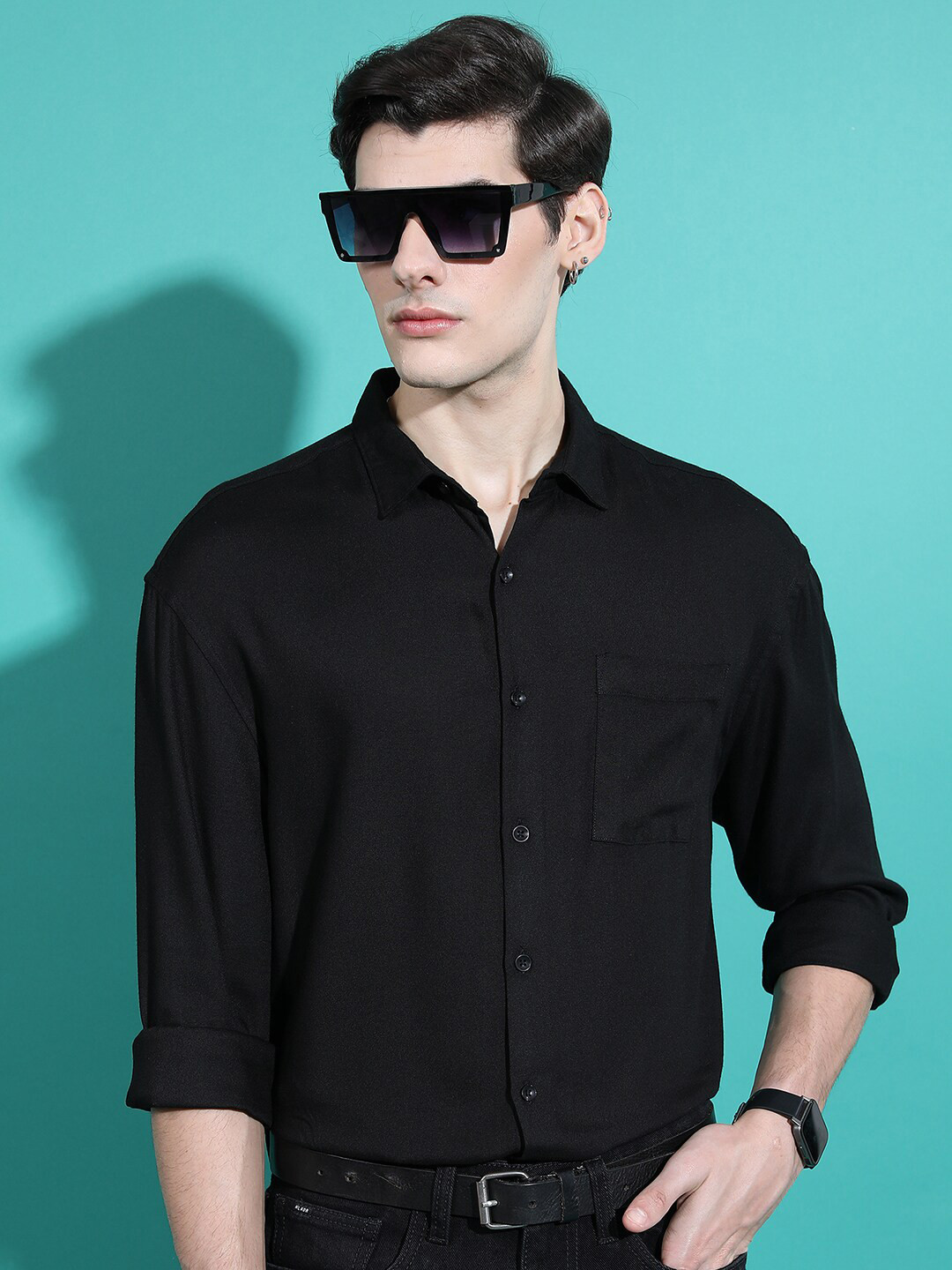 Buy HIGHLANDER Slim Fit Spread Collar Oversized Dropshoulder Casual