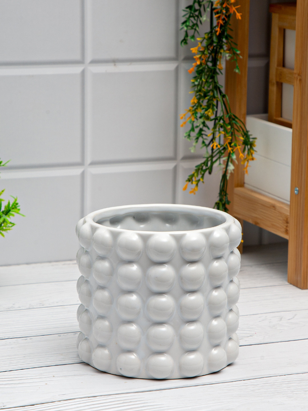 Buy Anko White Bubble Textured Stoneware Planter Planters for Unisex 24952644 Myntra