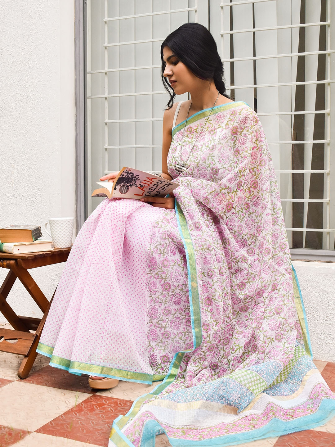 Buy TEEJH Floral Printed Zari Kota Saree Sarees for Women 24955890