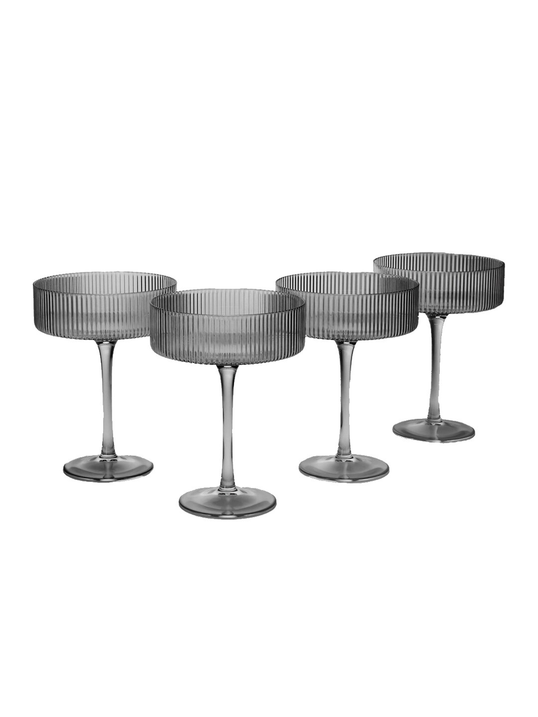 Buy Anko Grey 4 Pieces Ribbed Glass Champamge Glasses Bar Glass for