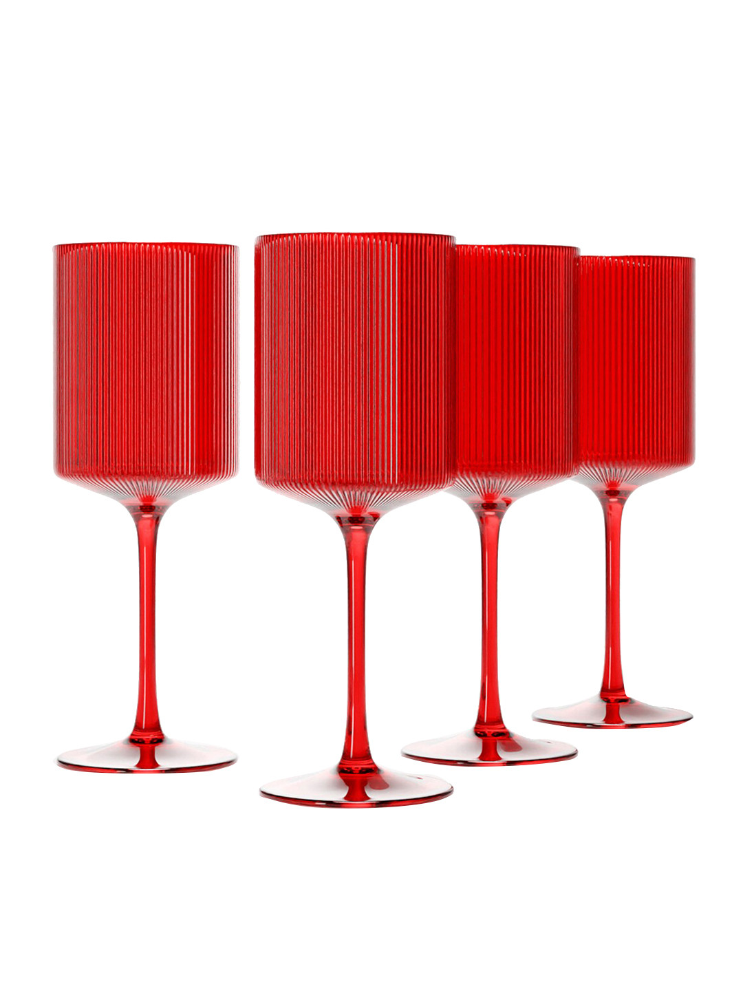 Buy Anko Red 4 Pieces Ribbed Glass Wine Glasses Bar And Drinkware for
