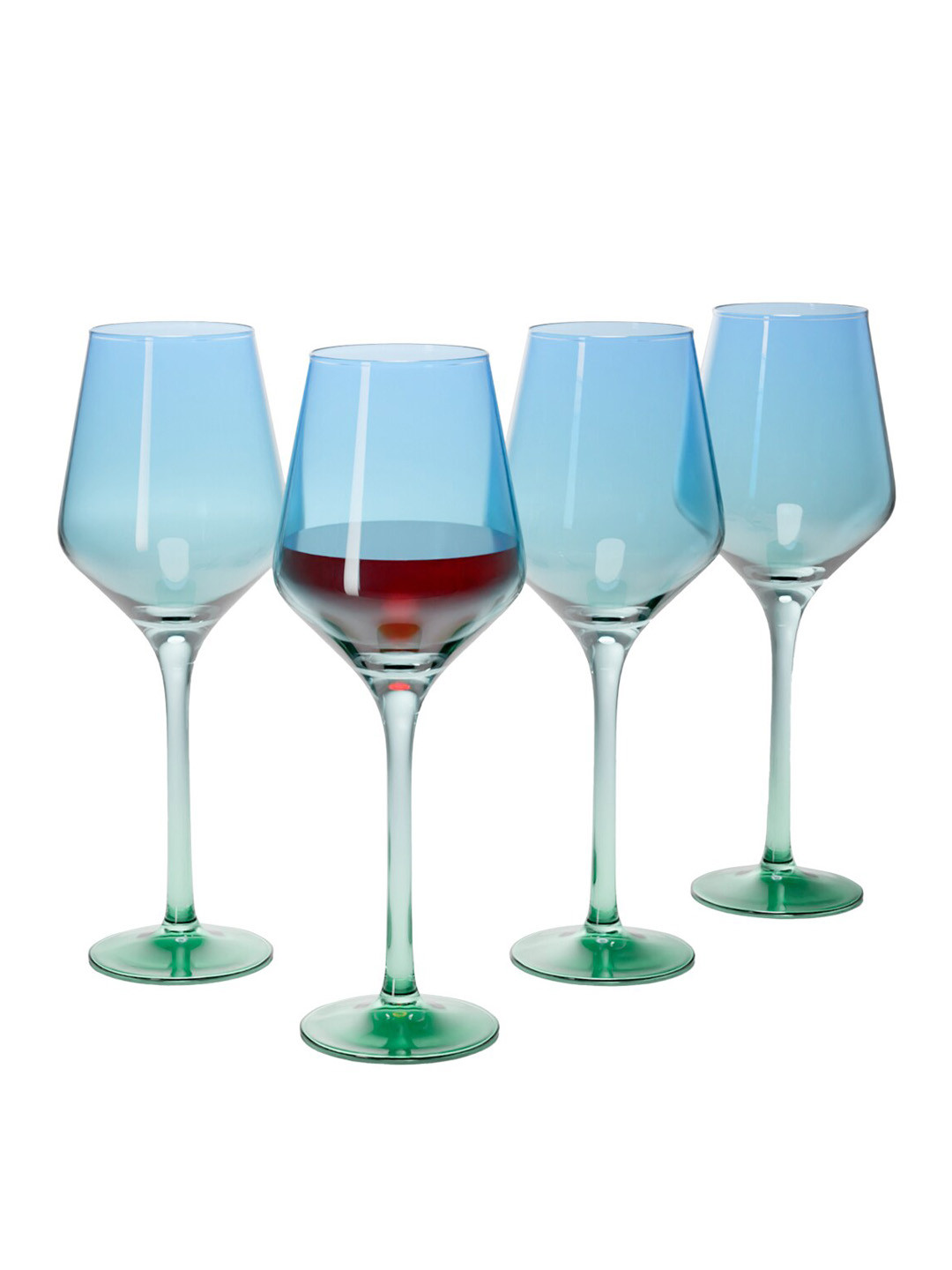 Buy Anko Blue 4 Pieces Glass Wine Glass 500 Ml Each Bar Glass for