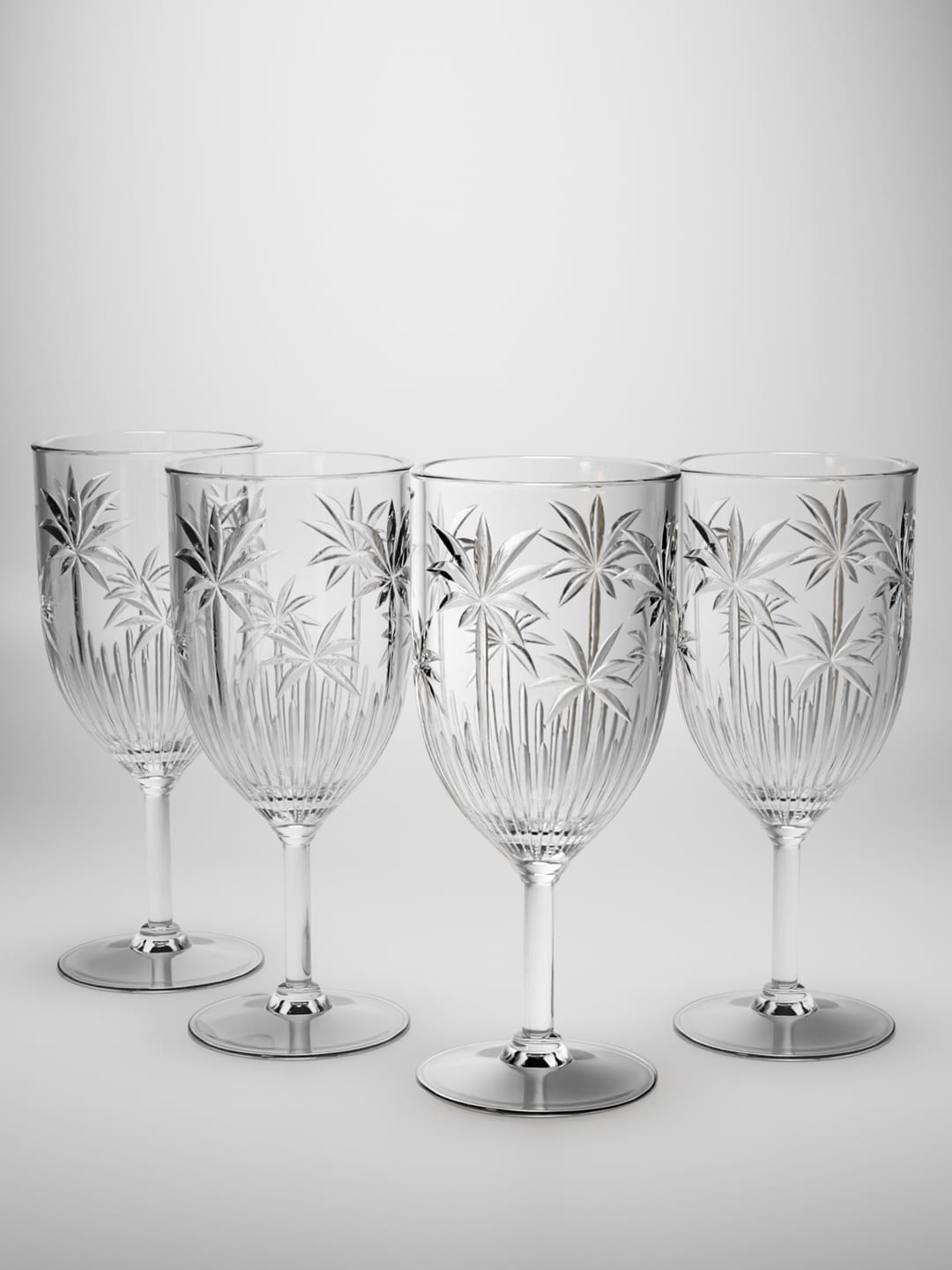 Buy Anko 4 Pcs Transparent Patterned Glass Wine Glasses 410 ML Each