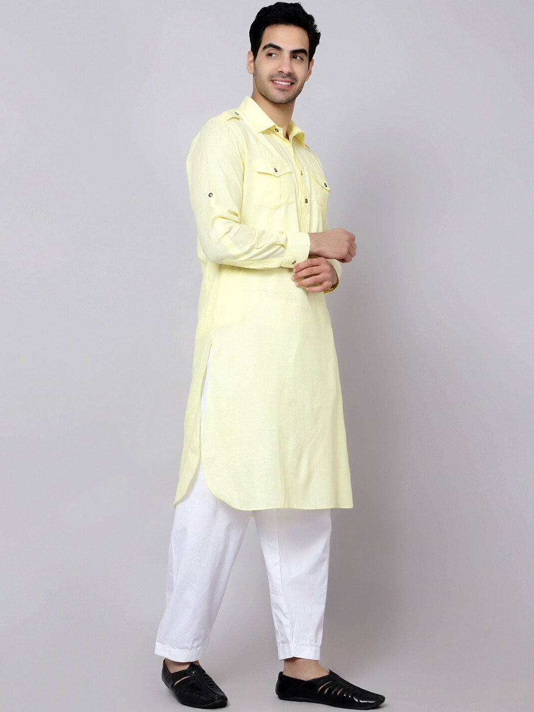 Buy Sultan The King Of Kurta Roll Up Sleeves Cotton Pathani Kurta