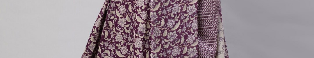 Buy Mizaz Floral Printed Pure Cotton Anarkali Kurta With Trousers ...