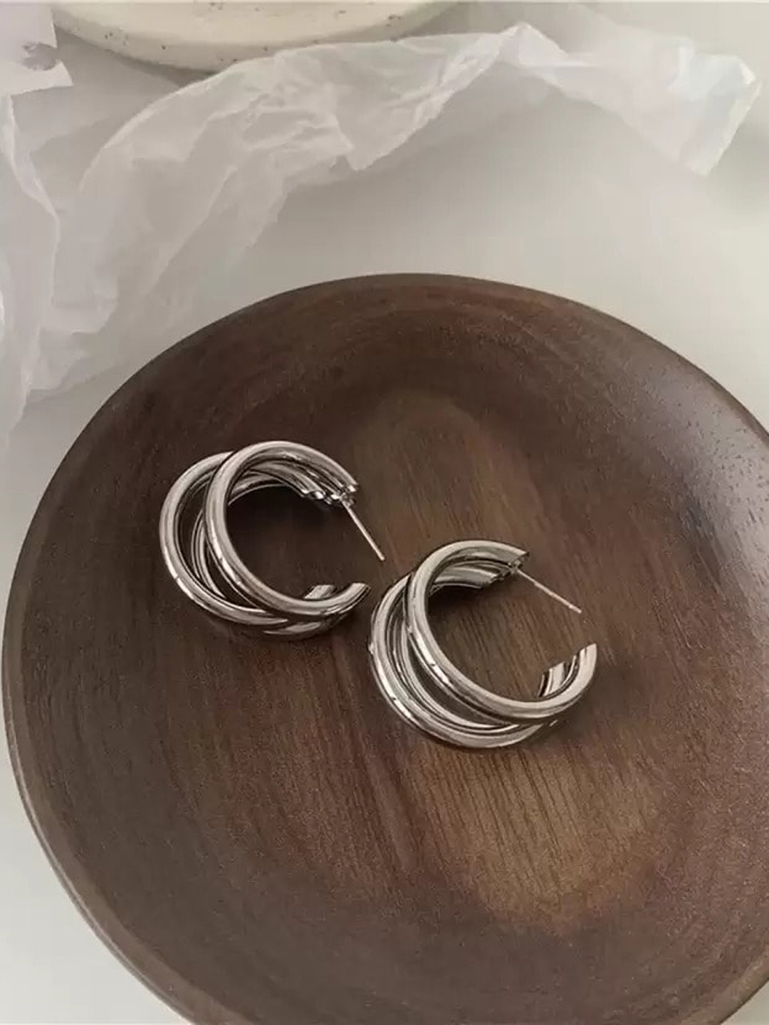 Gold Plated & Crystal Square Half Hoop Earring For Women