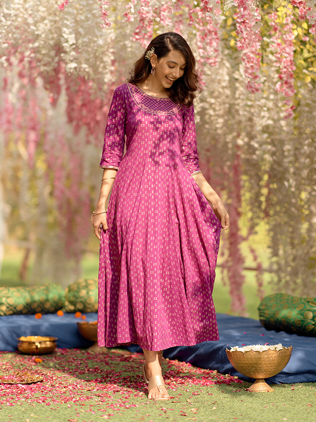 AAHELI AATREYA YARN DYED COTTON MAXI DRESS main image 1