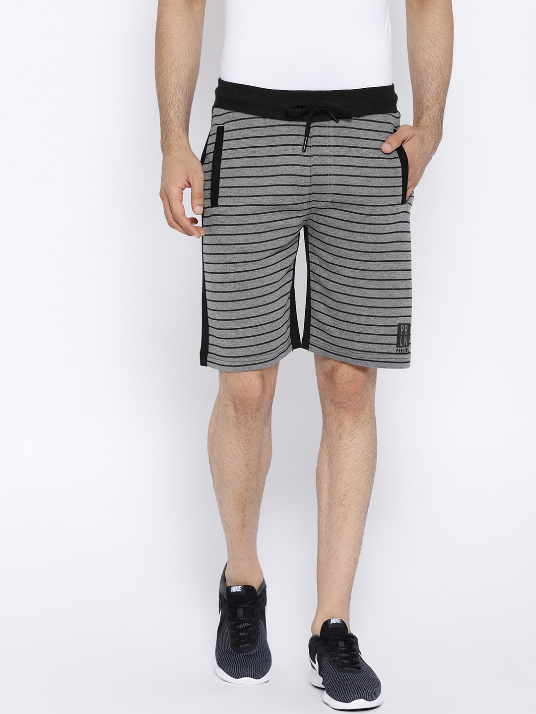 Buy Proline Active Men Grey Striped Regular Fit Sports Shorts Shorts