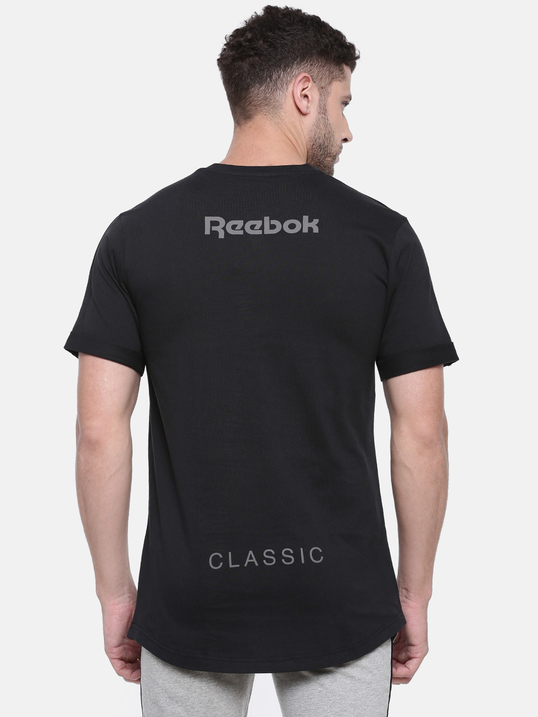 Buy Reebok Classic Men Black Printed Round Neck Pure Cotton T Shirt