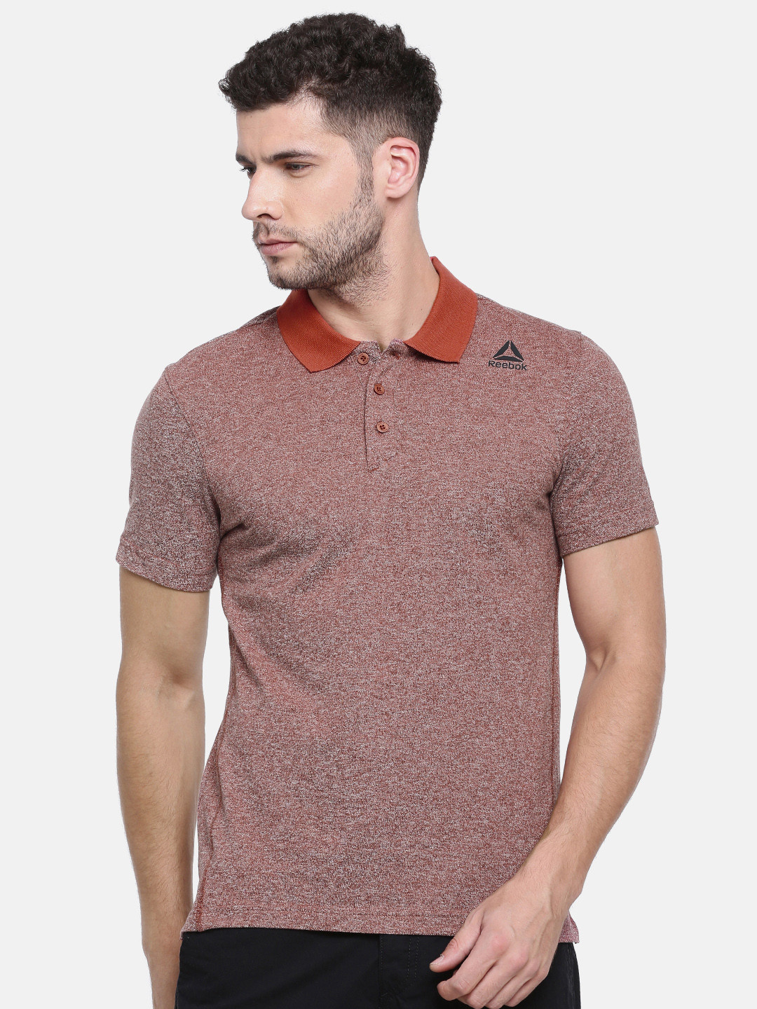 Buy Reebok Men Red Solid CORE Polo Collar Pure Cotton T Shirt Tshirts