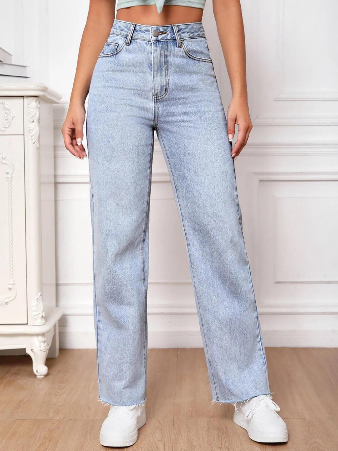Women's Blue High-Rise Heavy Fade Jeans