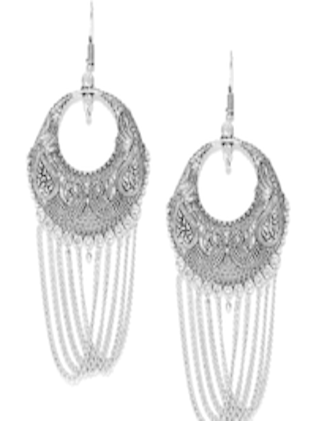 Buy Priyaasi Silver Plated Peacock Shaped Handcrafted Drop Earrings ...