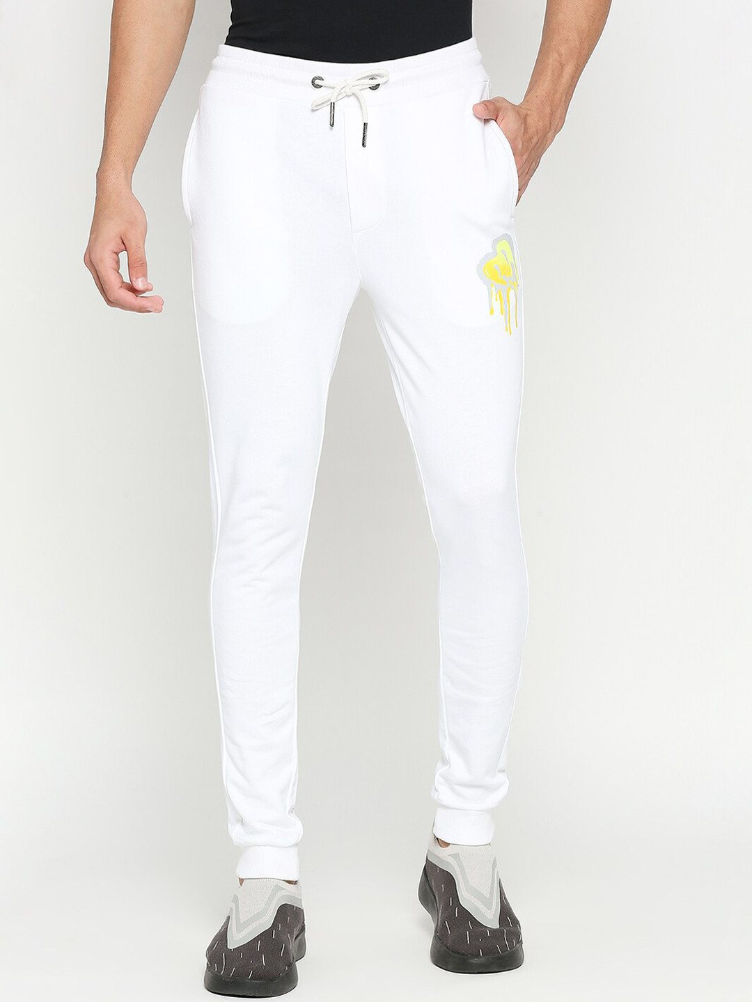 White Regular Fit Track Pants For Men By Being Human Clothing