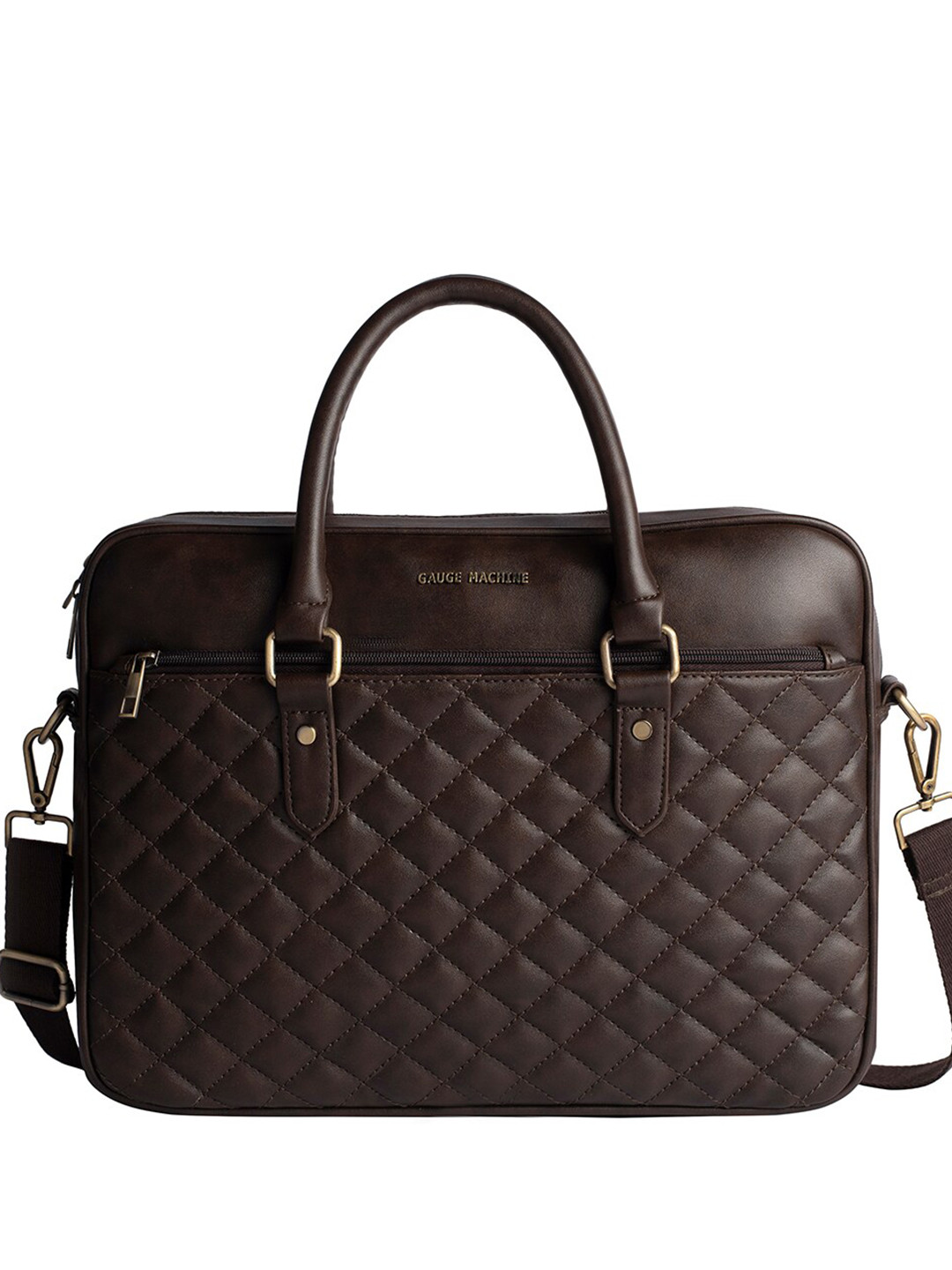 Buy Gauge Machine Unisex Quilted Leather Laptop Bag Laptop Bag for