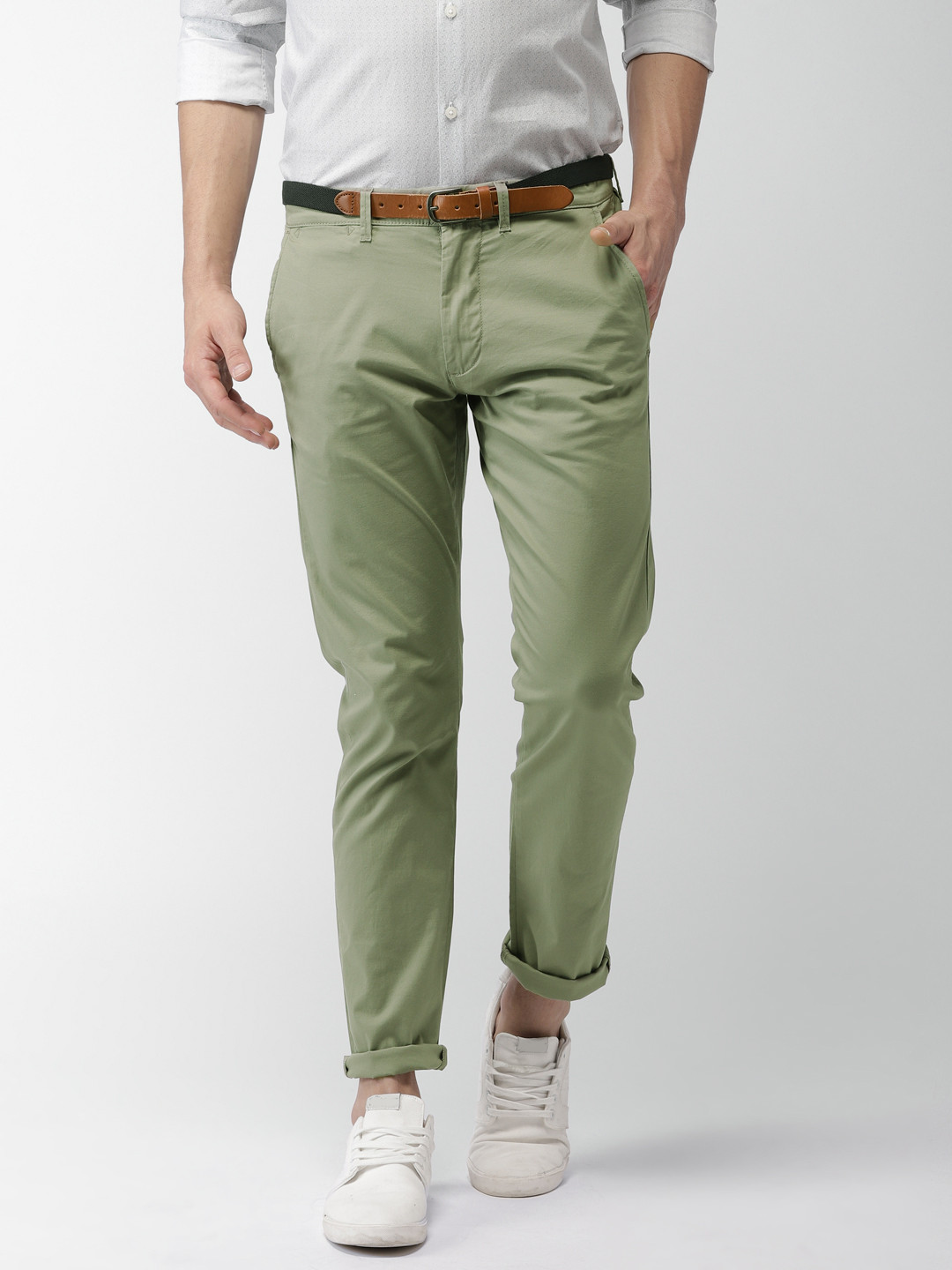 Buy SELECTED Men Green Slim Fit Solid Chinos - Trousers for Men 2498642 ...